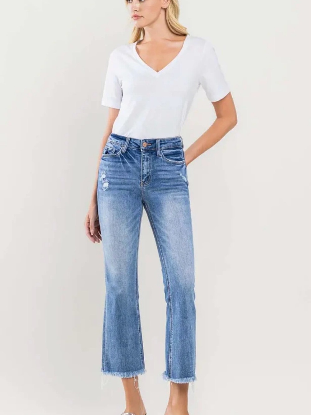 VERVET High-Rise Kick Flare Women's Jeans - Light Blue